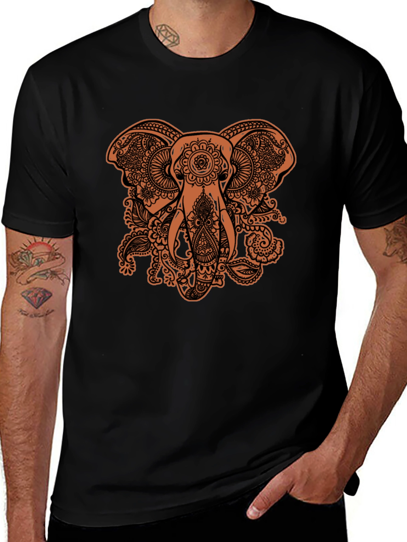 Elephant Paisley Graphic Tee - Black