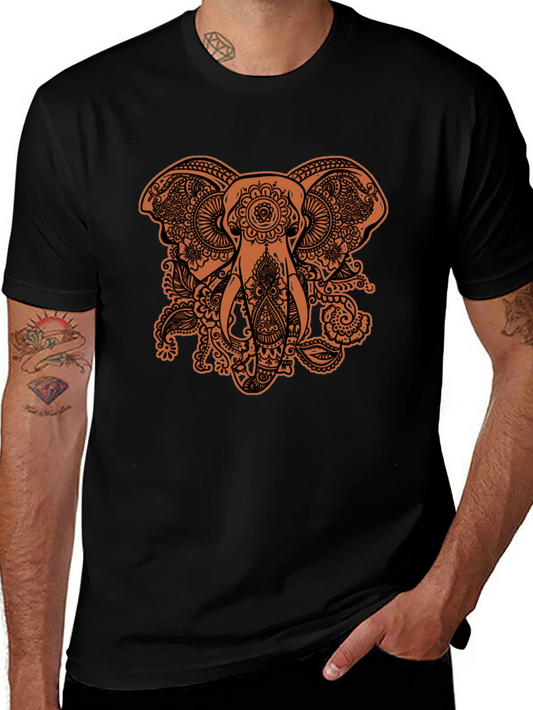 Elephant Paisley Graphic Tee - Black
