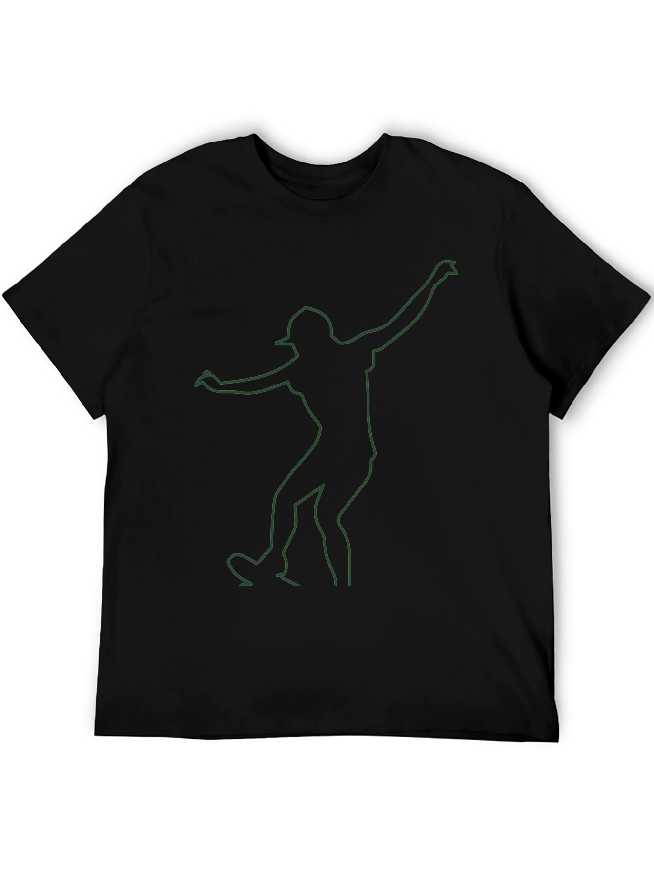 Mens Black T-Shirt with Green Dancer Graphic