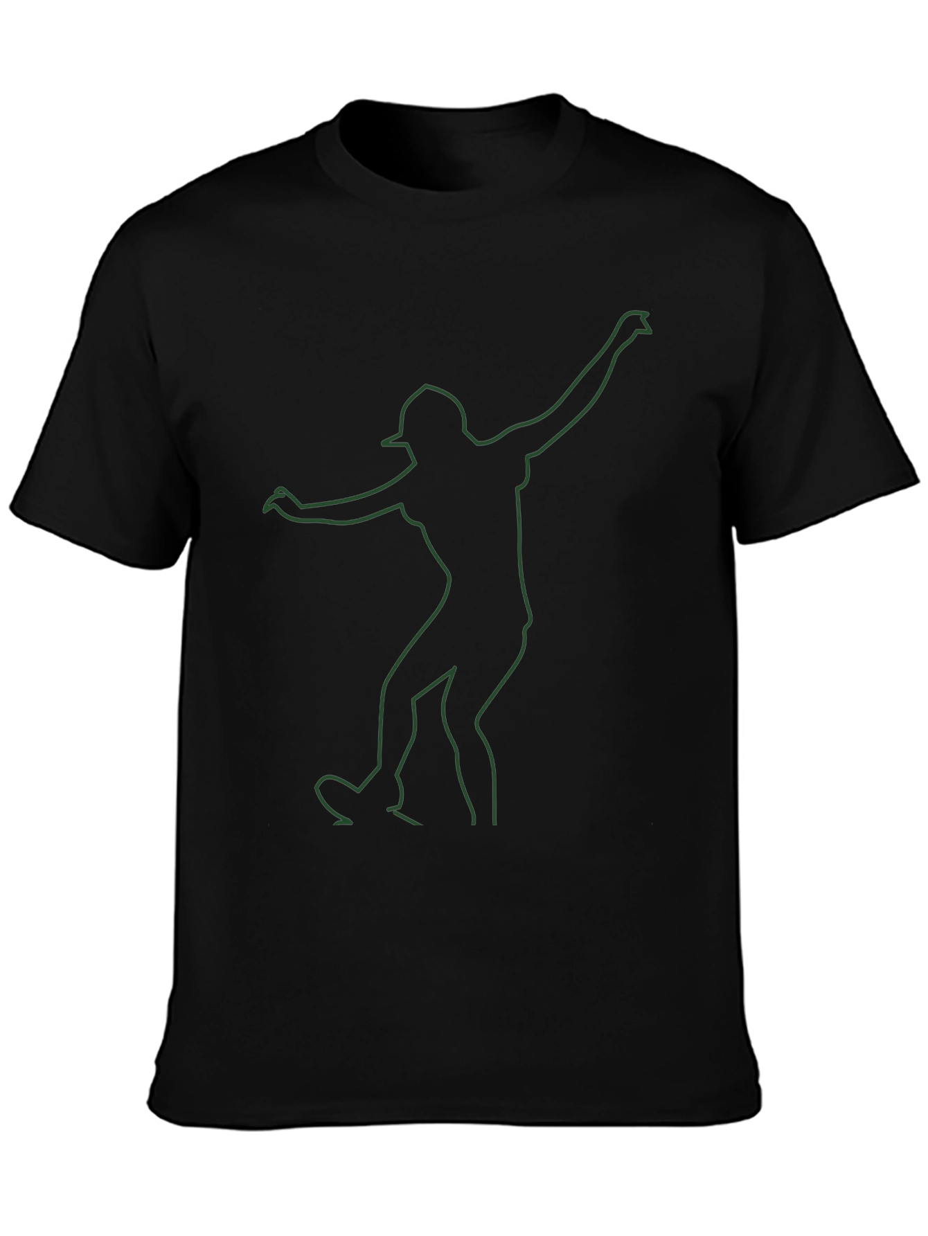 Mens Black T-Shirt with Green Dancer Graphic
