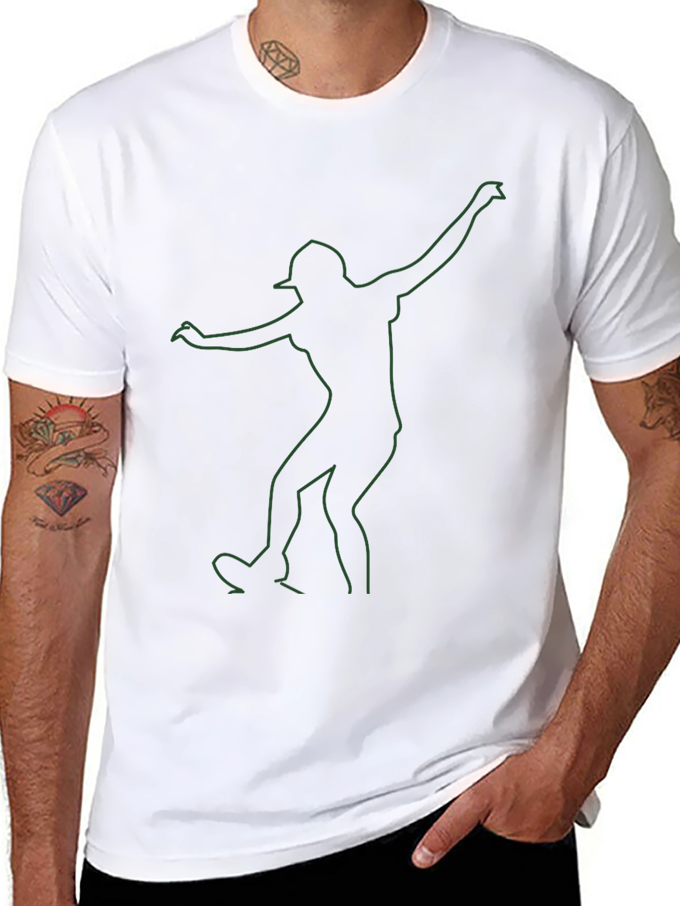 Mens Black T-Shirt with Green Dancer Graphic