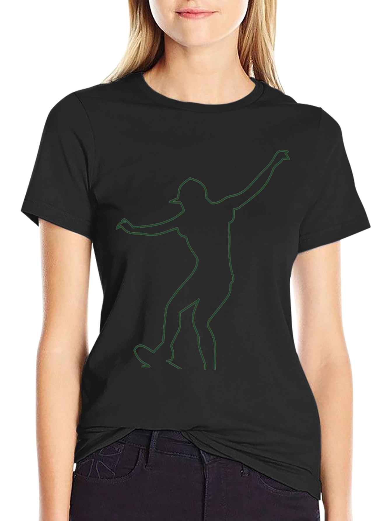 Mens Black T-Shirt with Green Dancer Graphic