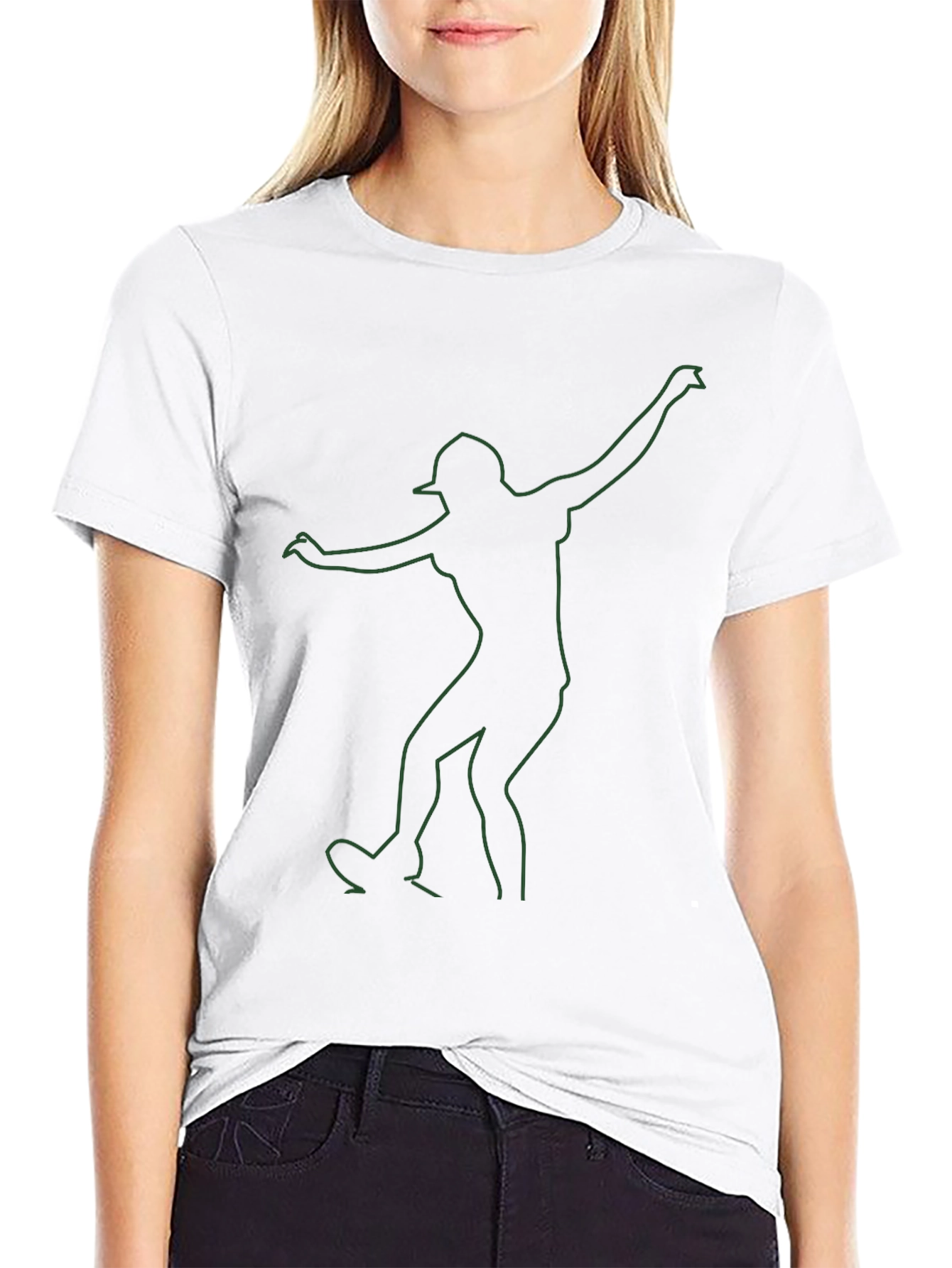 Mens Black T-Shirt with Green Dancer Graphic