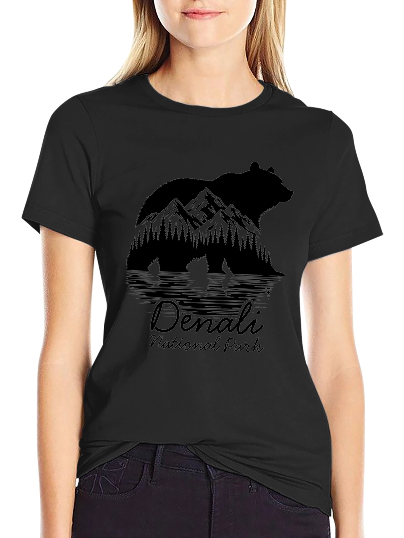 Denali National Park Bear Graphic Tee - Black