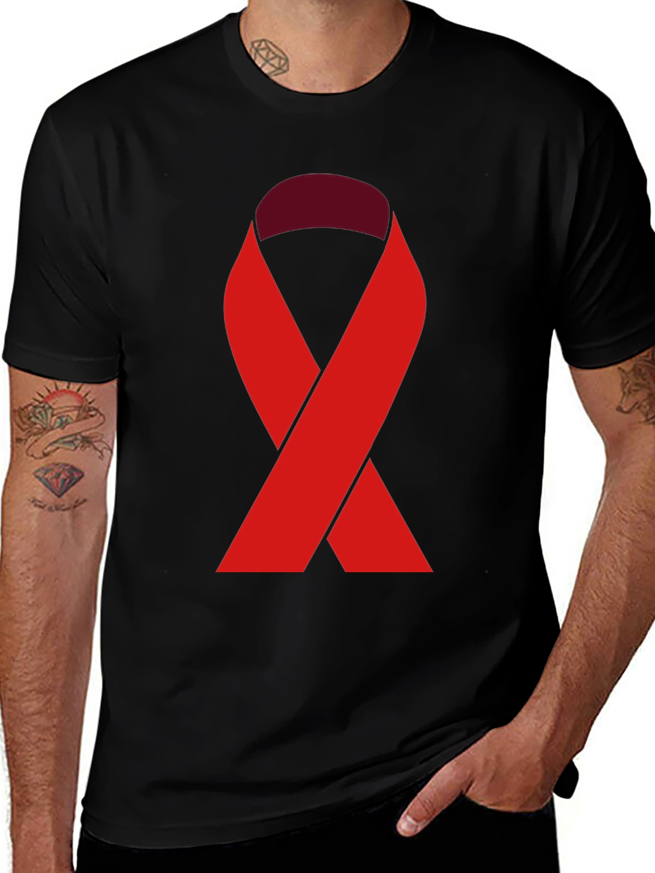Red Ribbon Tee - Support Cause Awareness