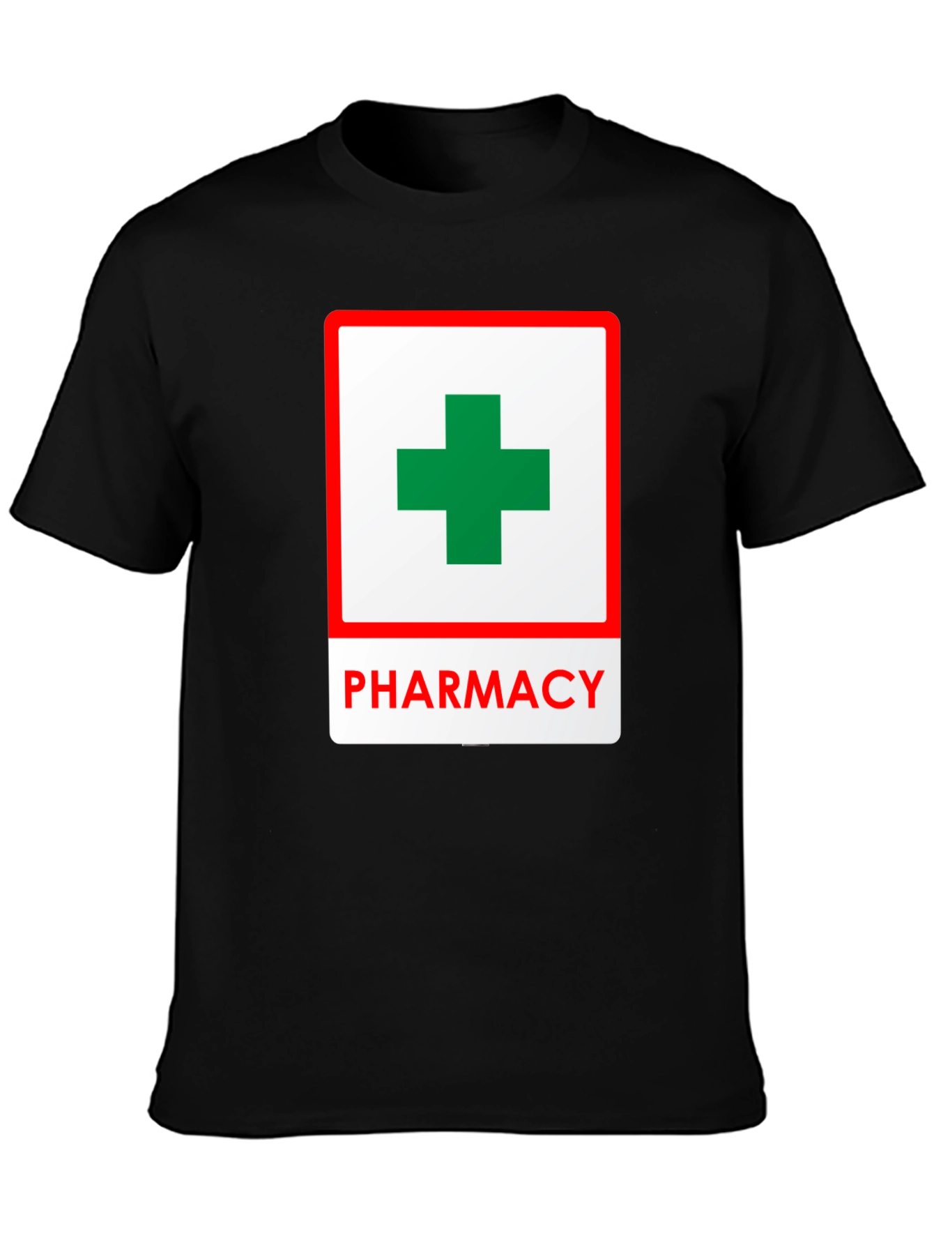 Pharmacy T-Shirt with Green Cross Symbol