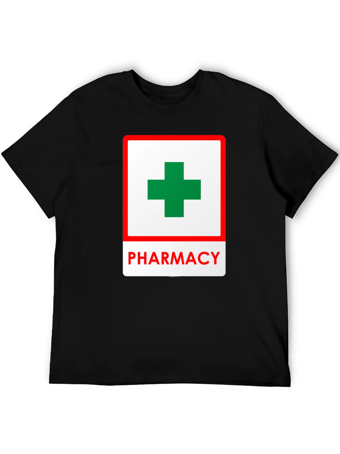 Pharmacy T-Shirt with Green Cross Symbol