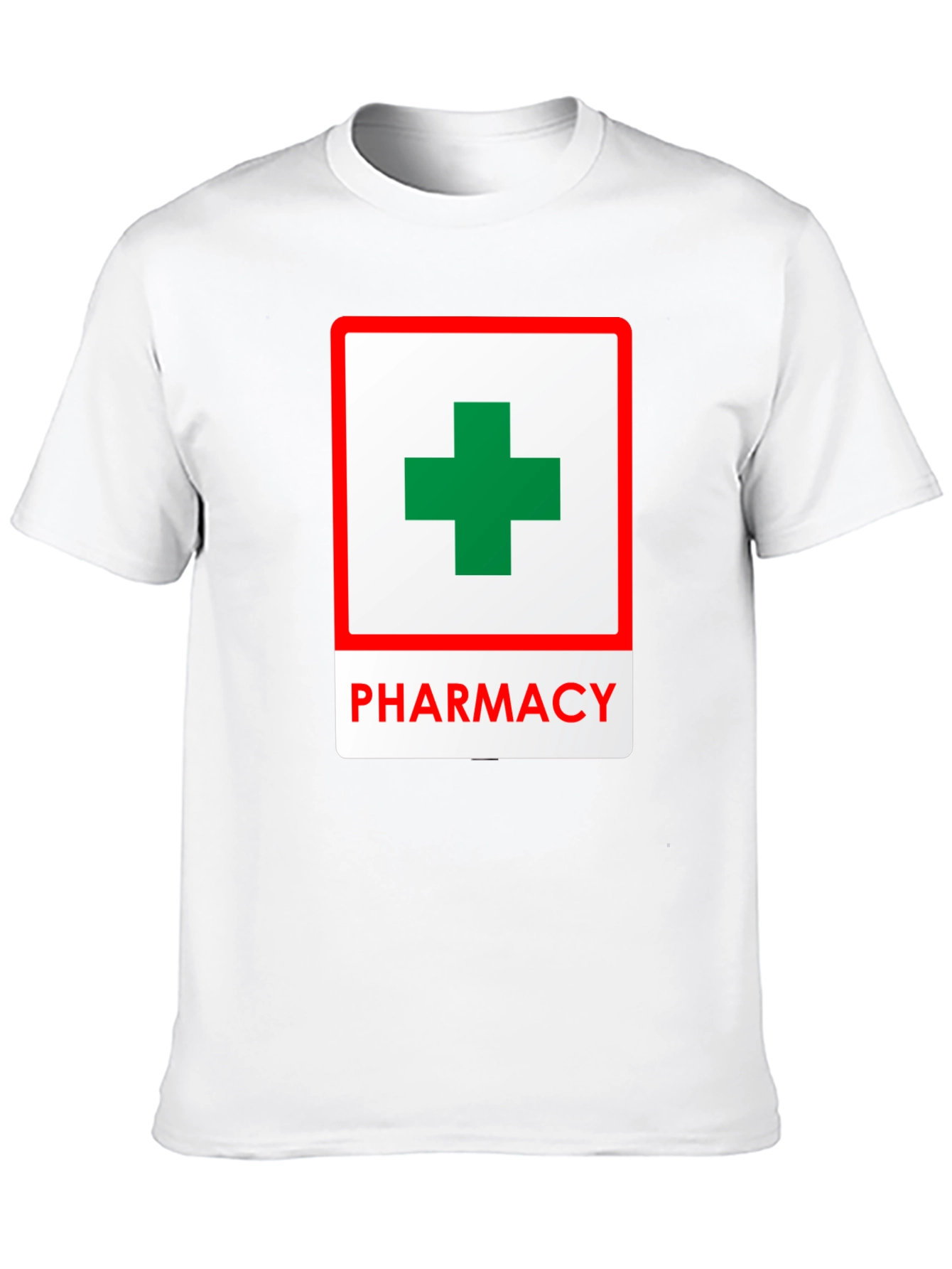 Pharmacy T-Shirt with Green Cross Symbol