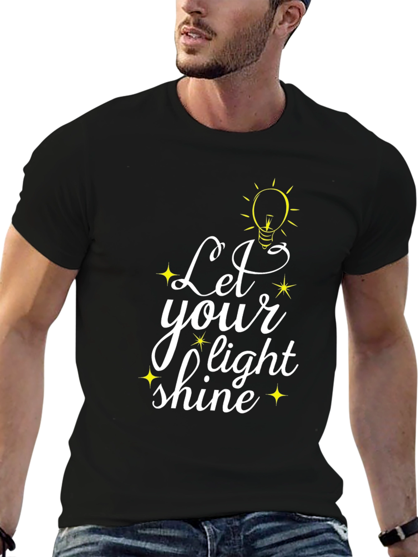 Let Your Light Shine Black Graphic T-Shirt
