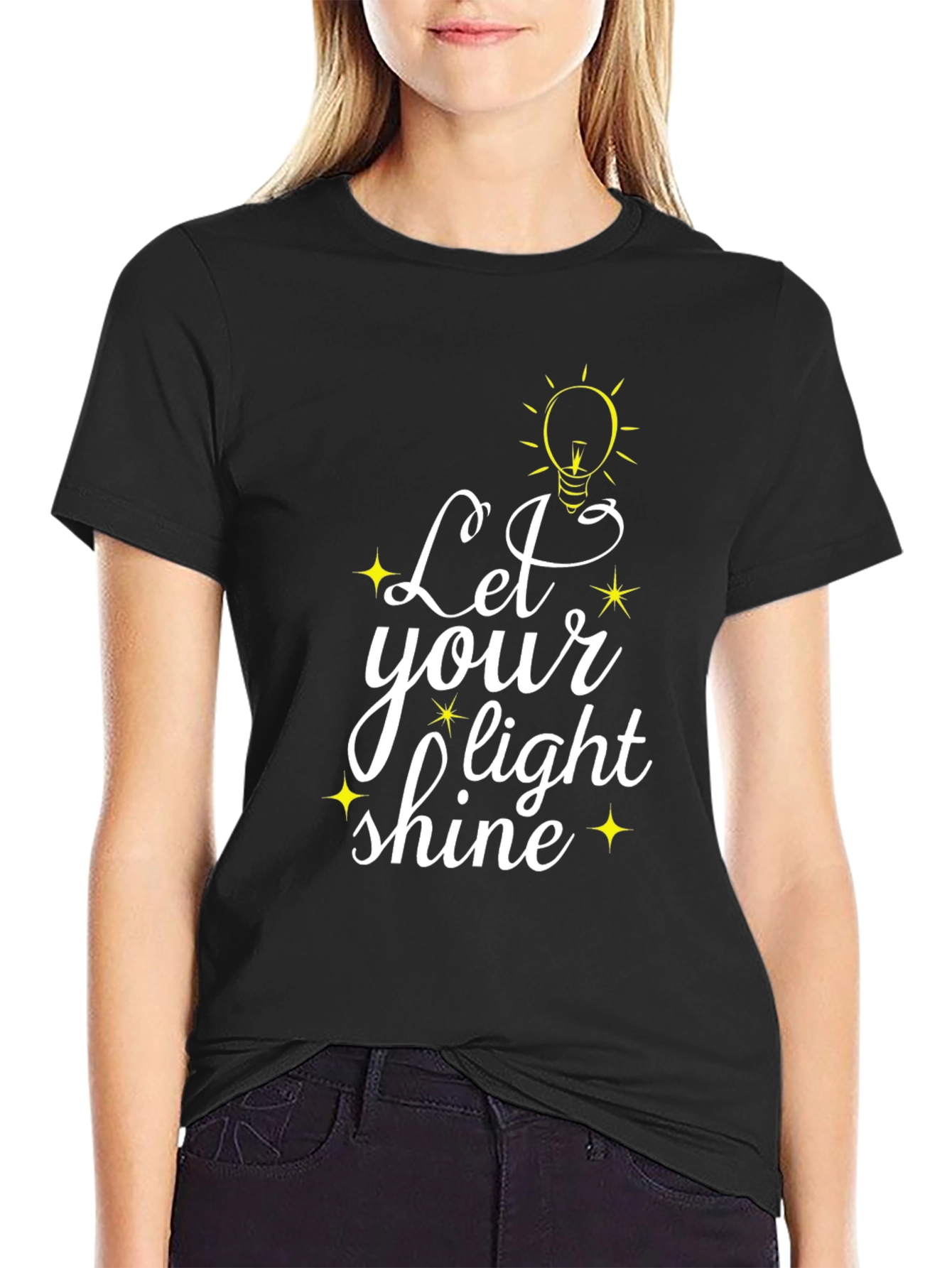 Let Your Light Shine Black Graphic T-Shirt