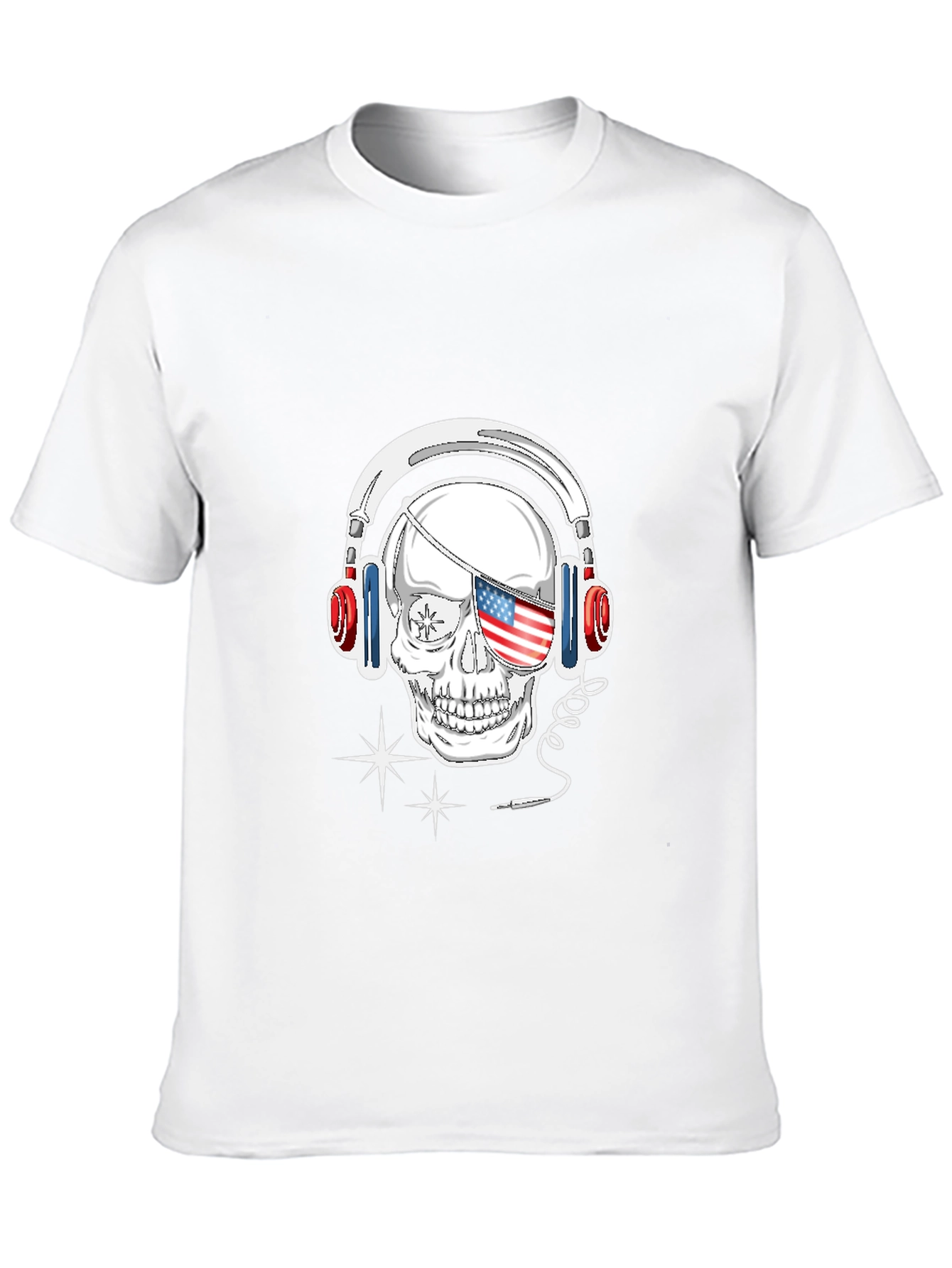 Skull Headphone T-Shirt - Patriotic Design