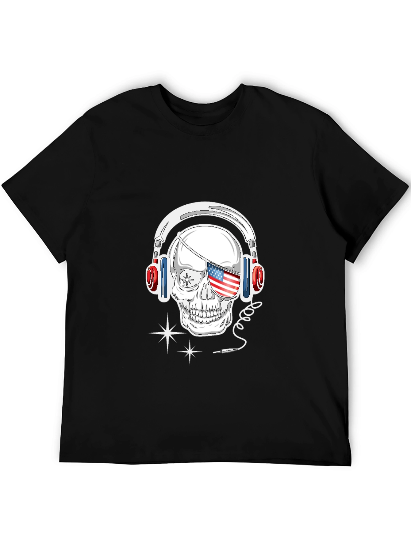 Skull Headphone T-Shirt - Patriotic Design