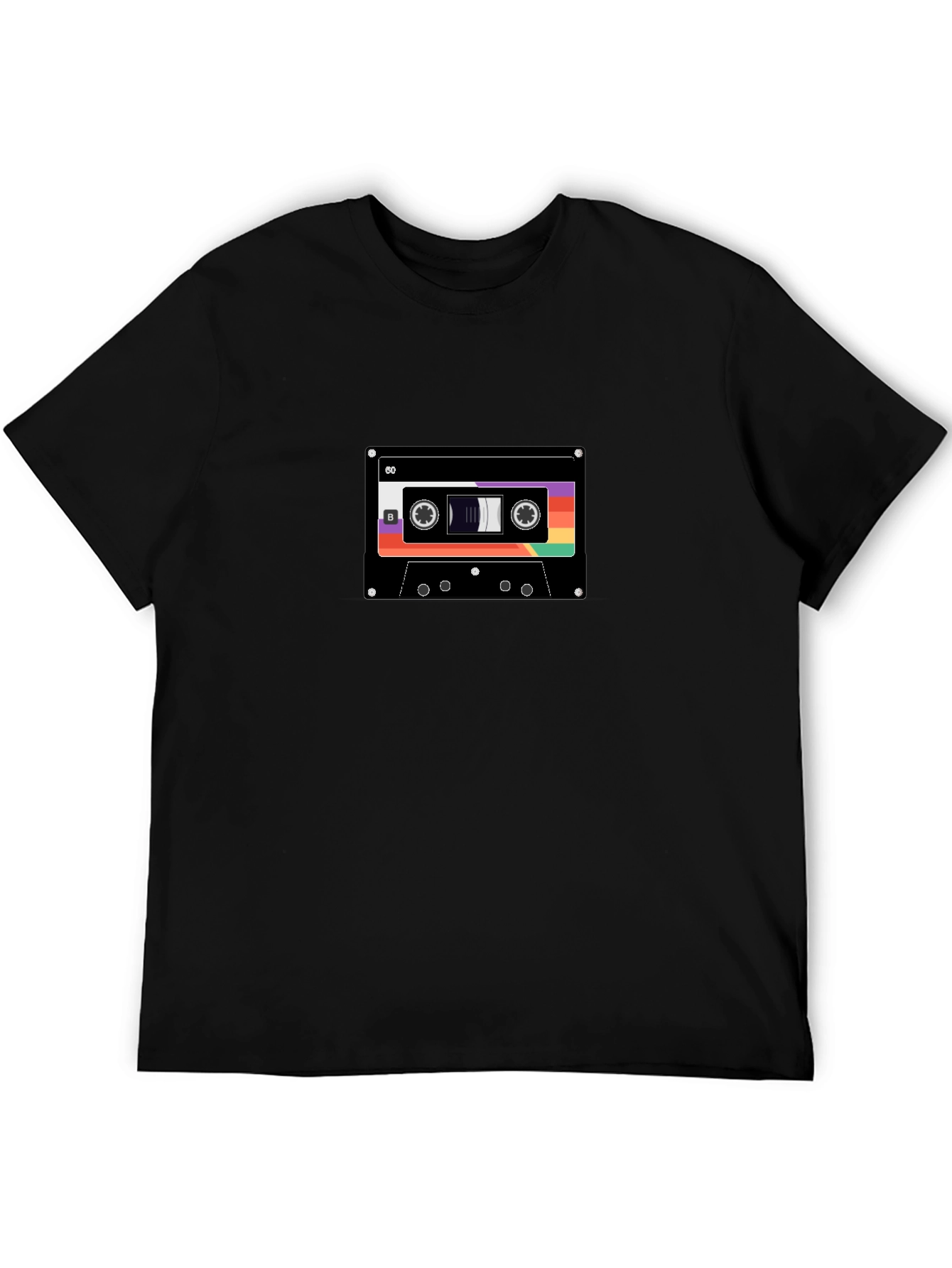 Retro Cassette Tape Graphic Tee - Black
