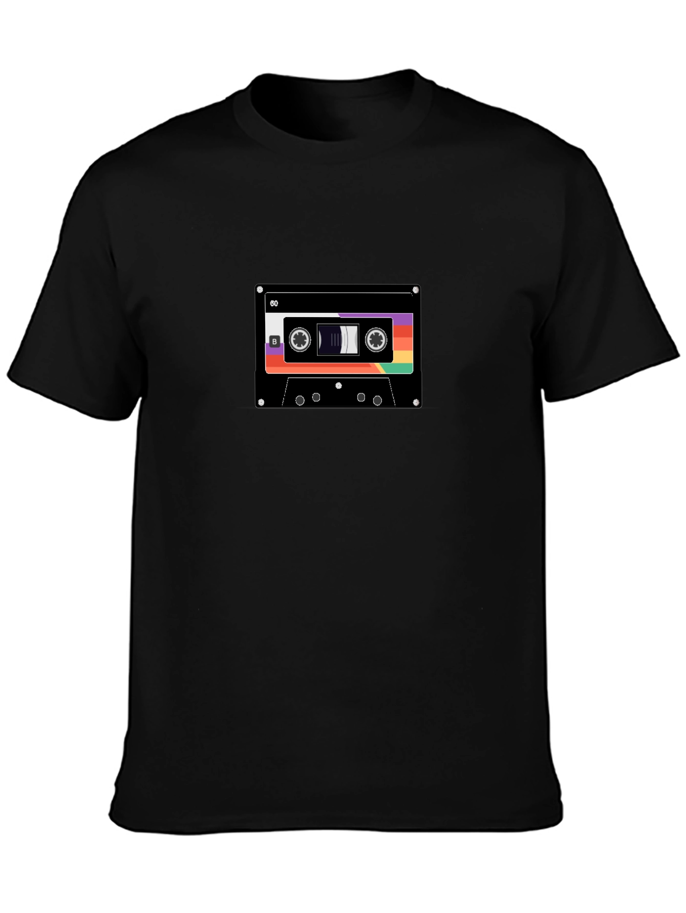 Retro Cassette Tape Graphic Tee - Black