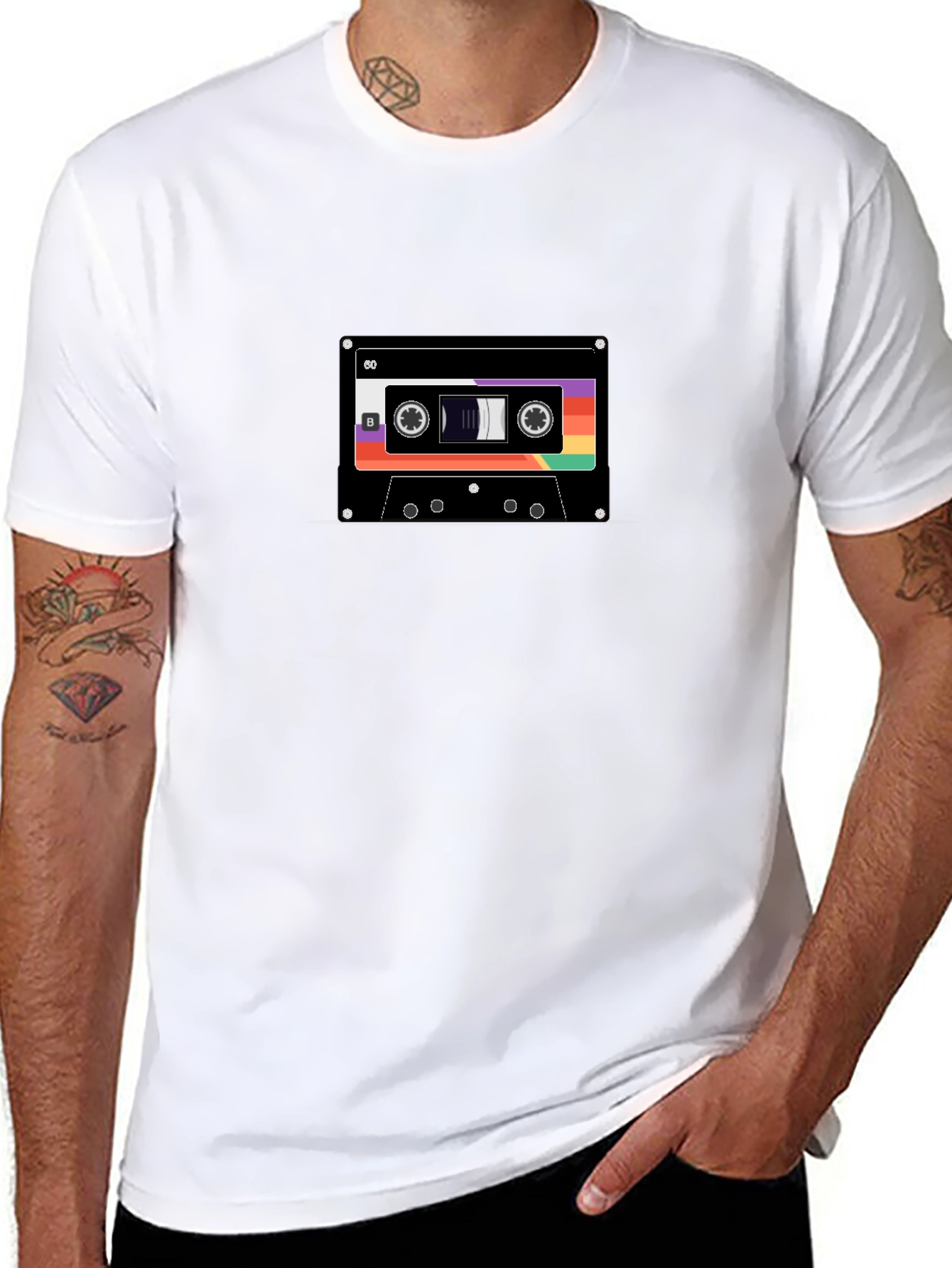 Retro Cassette Tape Graphic Tee - Black