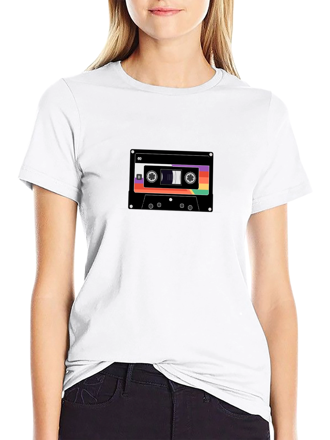 Retro Cassette Tape Graphic Tee - Black