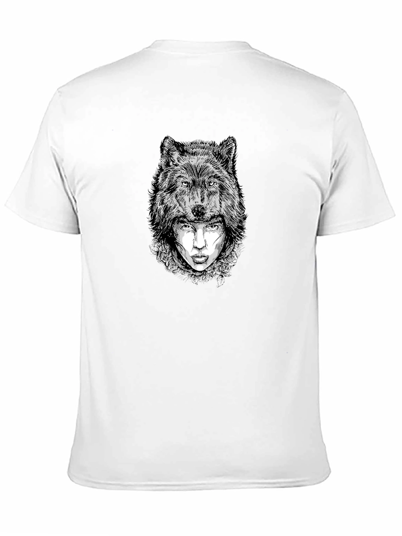 Wolf Woman Graphic Tee - Black Cotton Blend