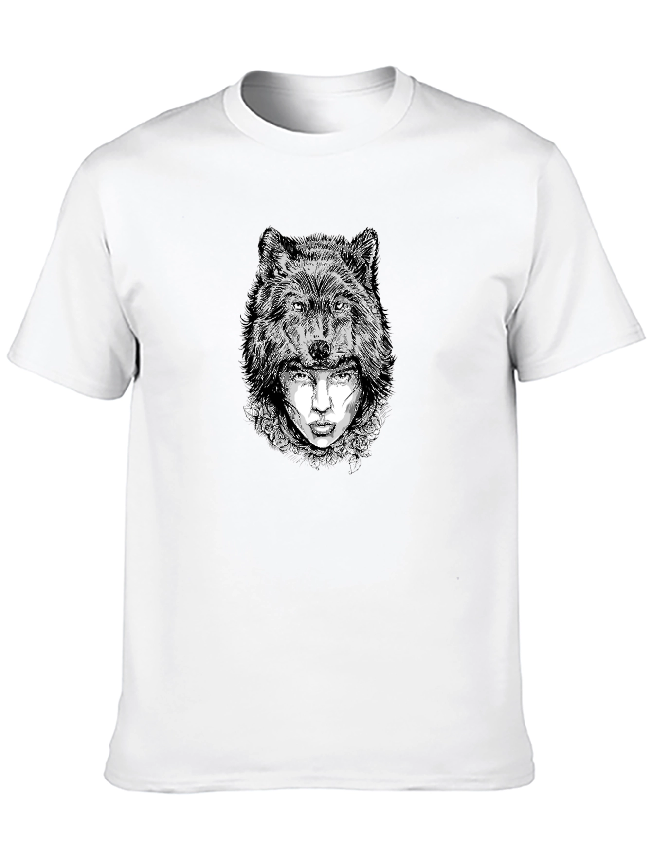Wolf Woman Graphic Tee - Black Cotton Blend