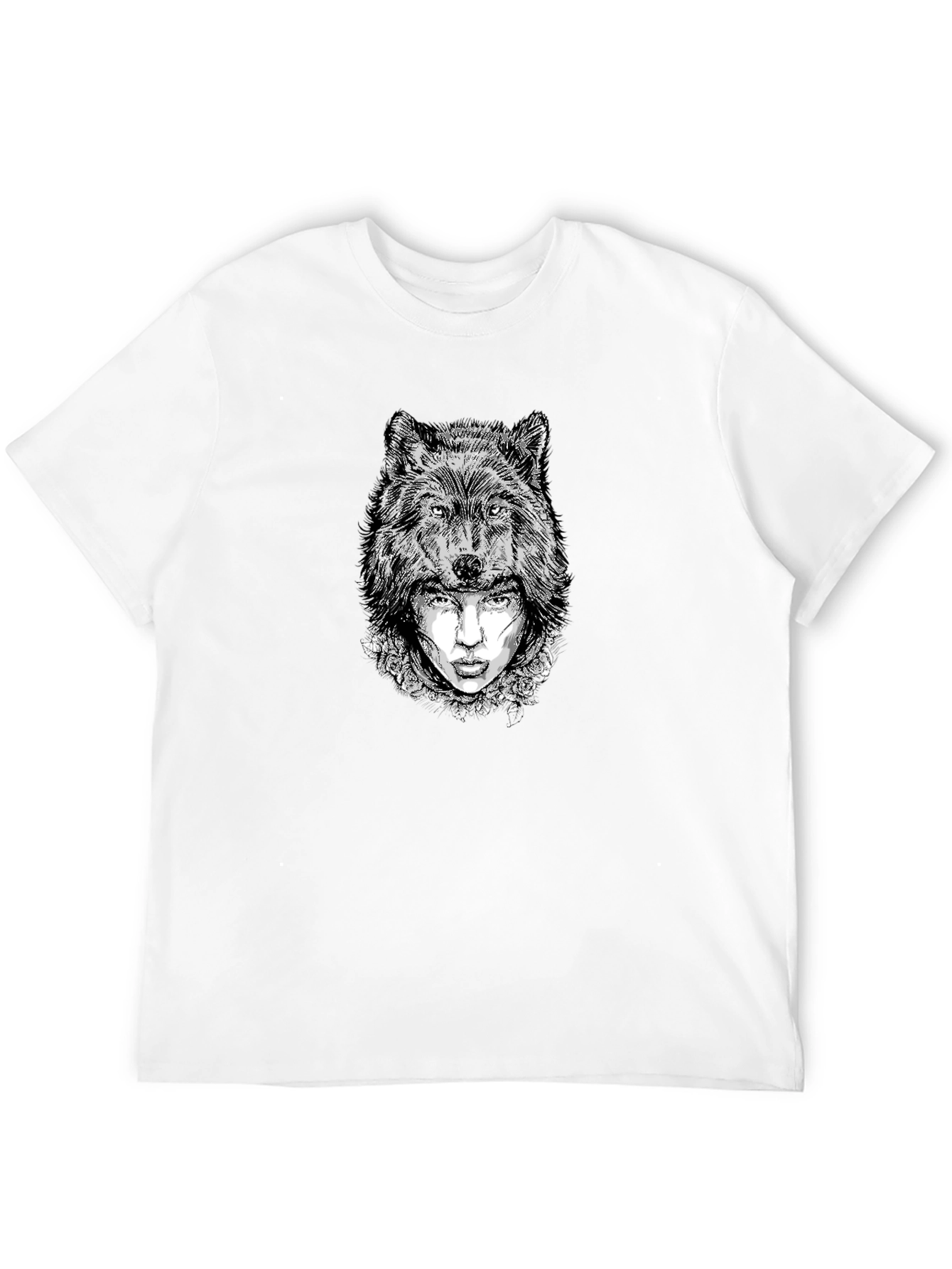 Wolf Woman Graphic Tee - Black Cotton Blend