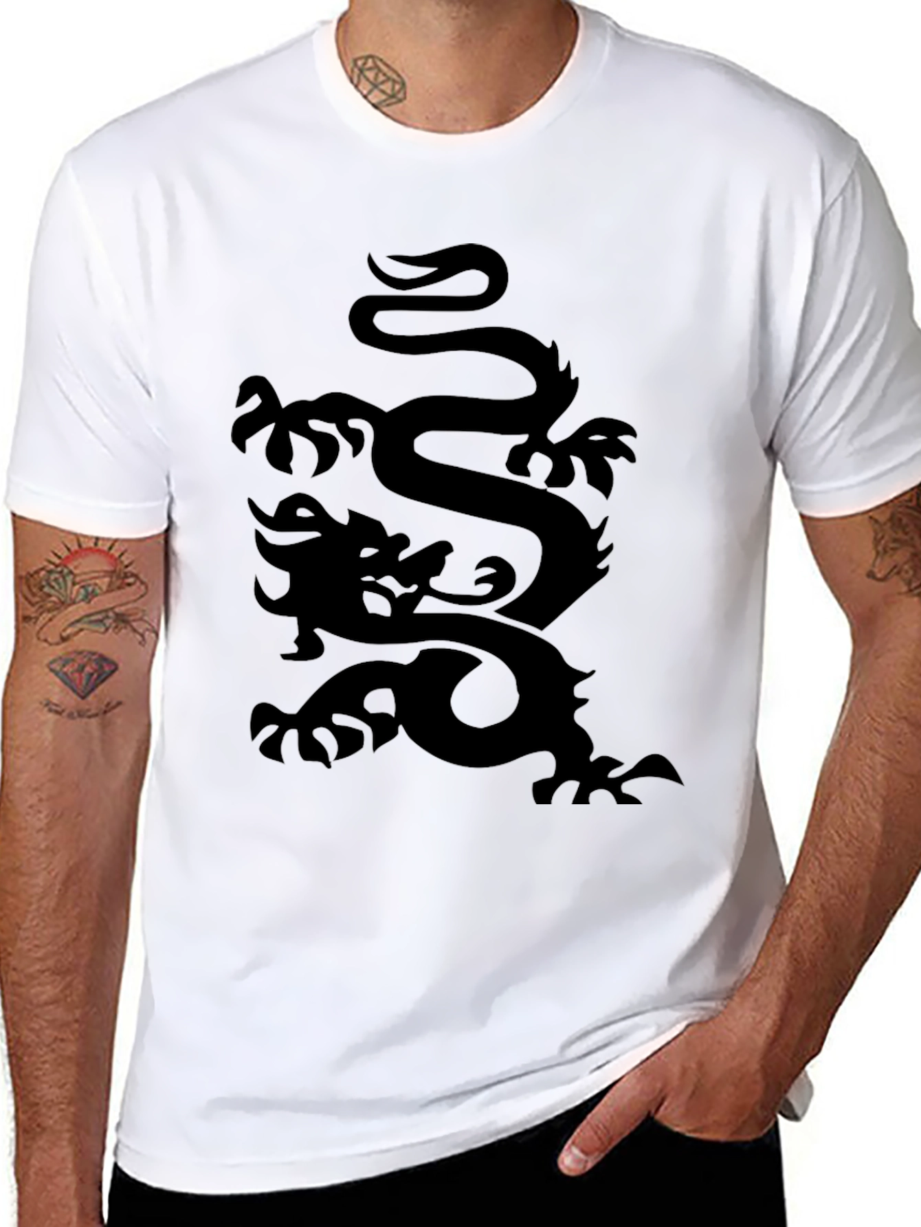 Black Dragon Graphic T-Shirt - Mens Casual Wear