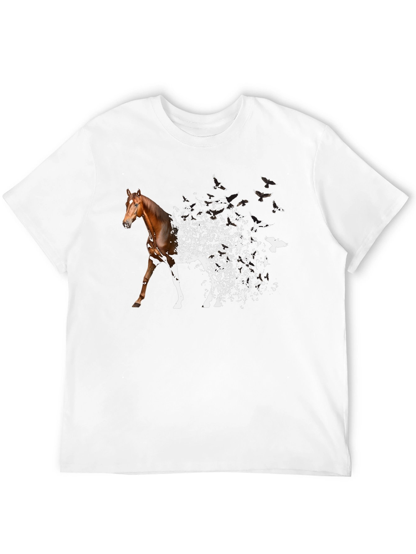 Horse to Birds Black Graphic T-Shirt