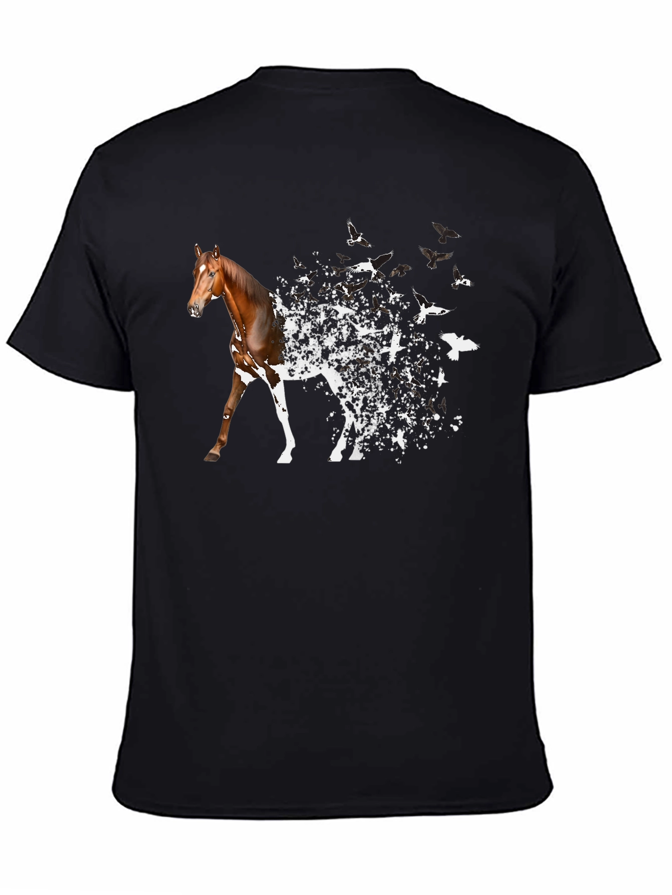 Horse to Birds Black Graphic T-Shirt