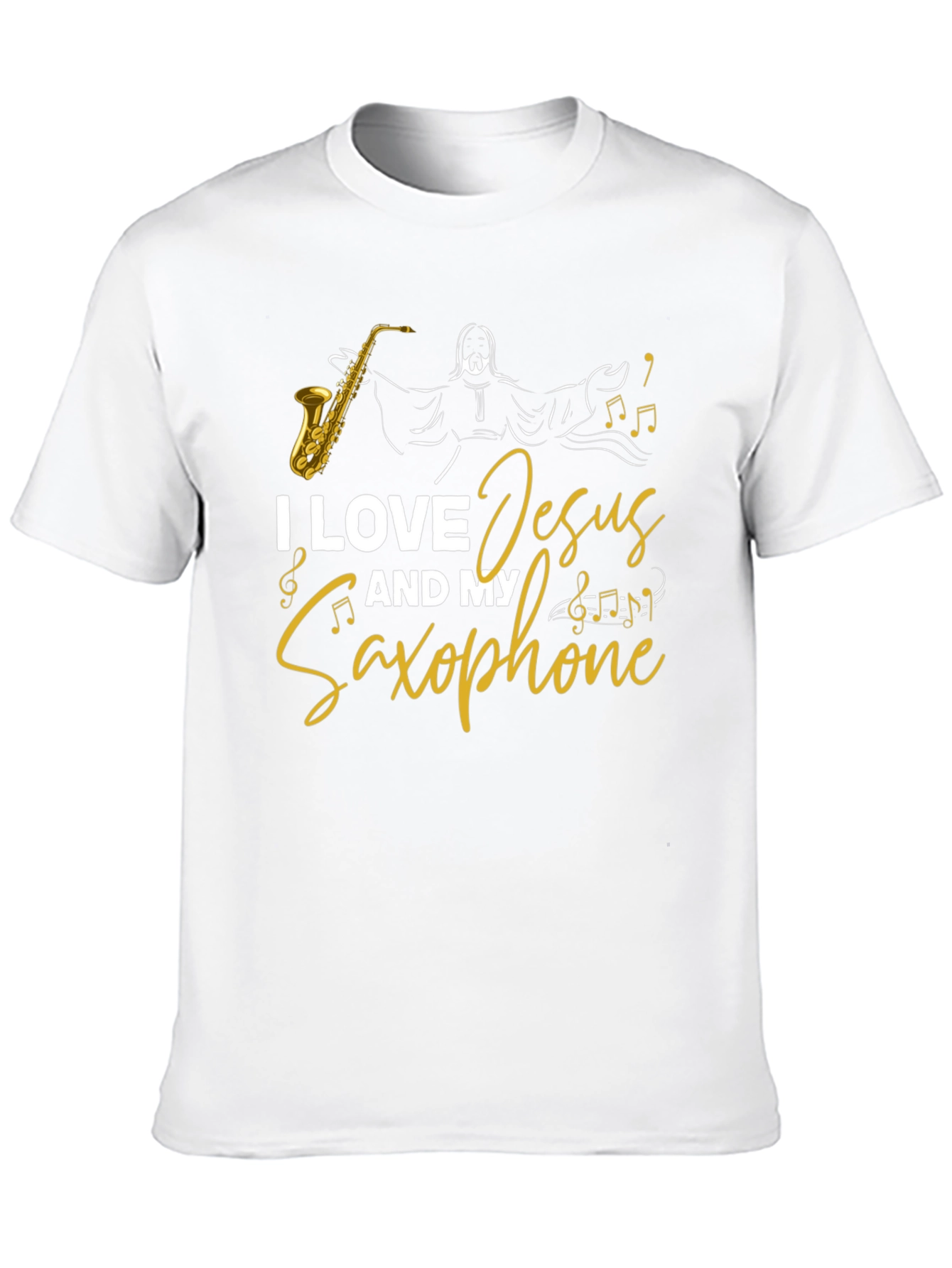 I Love Jesus and My Saxophone Black T-Shirt