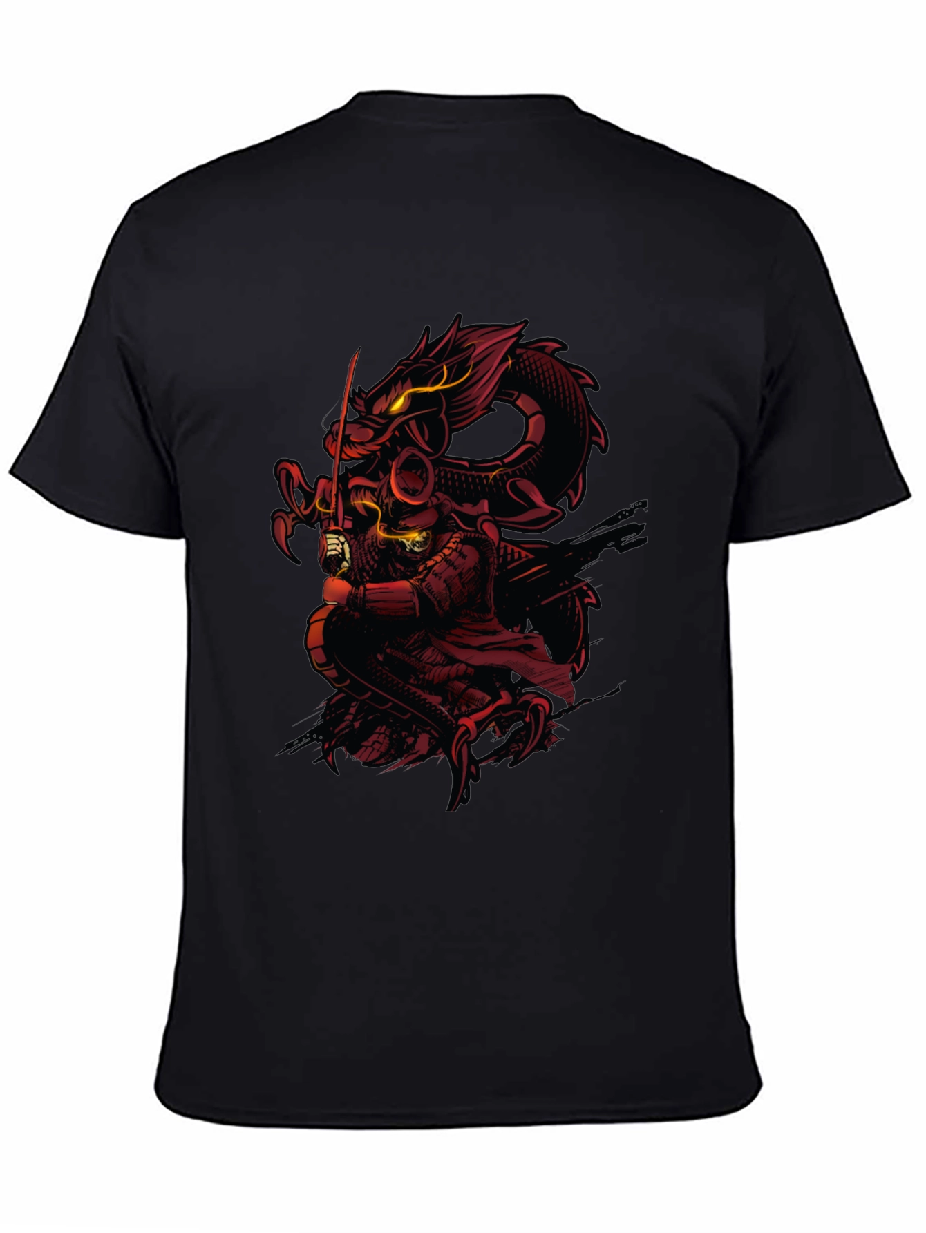Dragon & Samurai Graphic Tee - Black