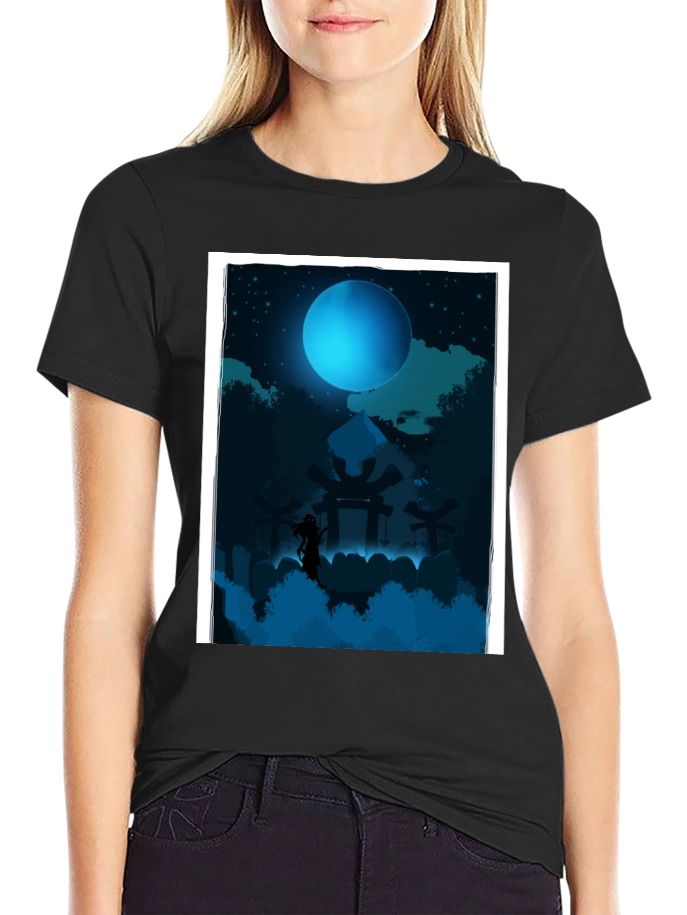 Mystic Moonlit T-Shirt - Dark Fantasy Design