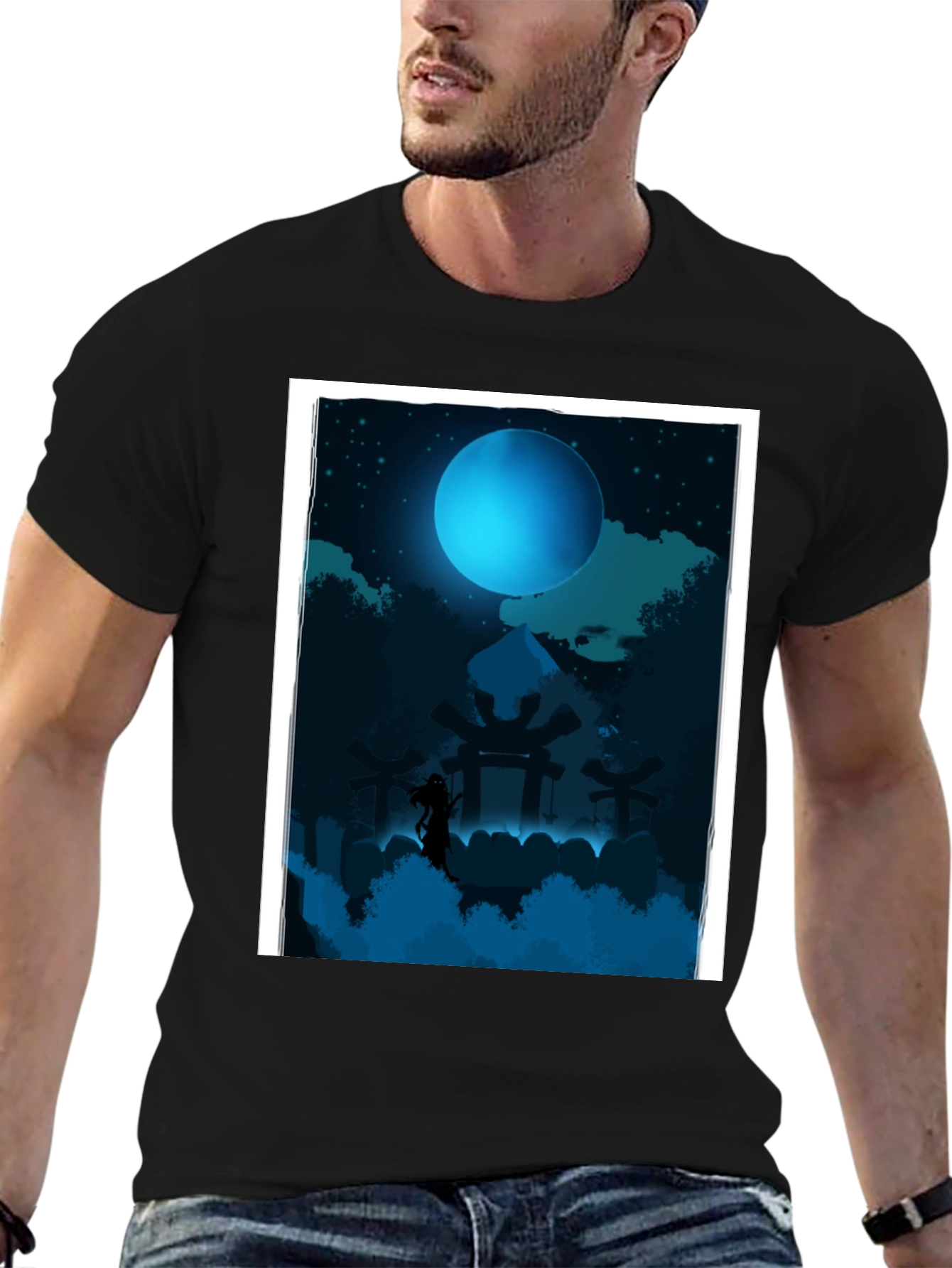 Mystic Moonlit T-Shirt - Dark Fantasy Design