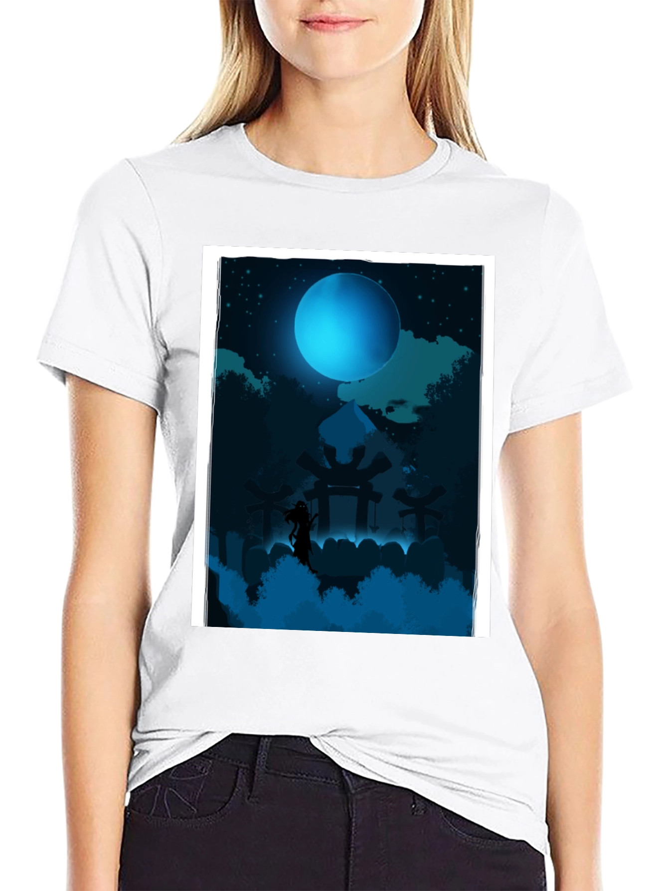 Mystic Moonlit T-Shirt - Dark Fantasy Design