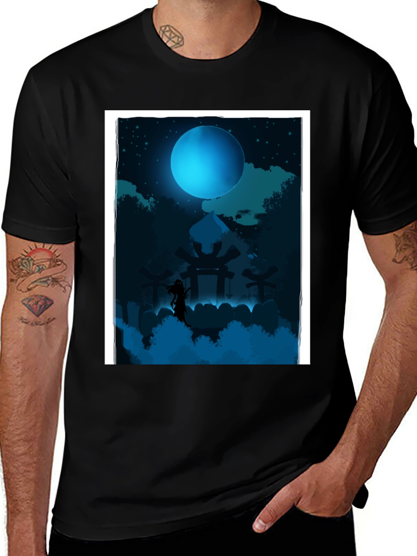 Mystic Moonlit T-Shirt - Dark Fantasy Design