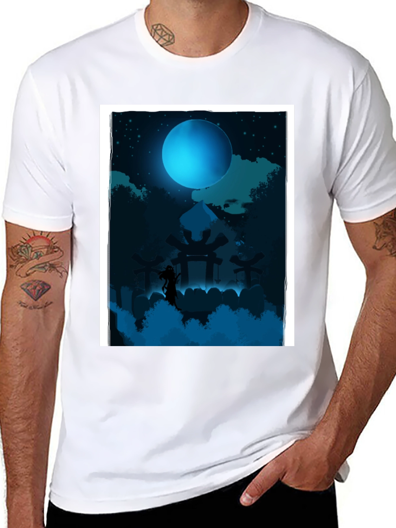 Mystic Moonlit T-Shirt - Dark Fantasy Design