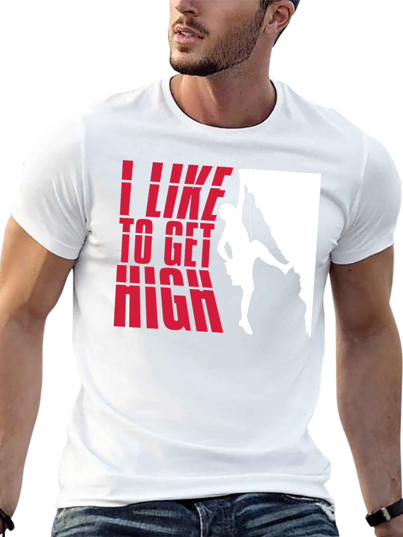 I Like to Get High Rock Climbing T-Shirt