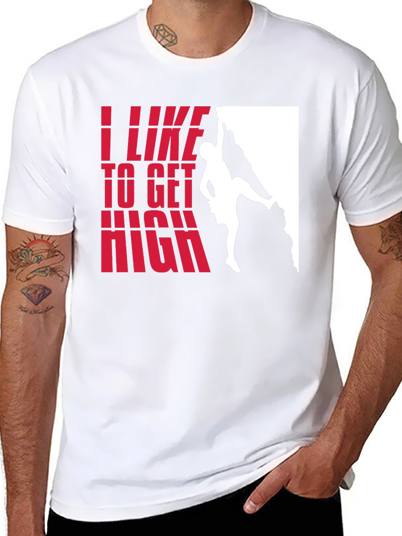 I Like to Get High Rock Climbing T-Shirt