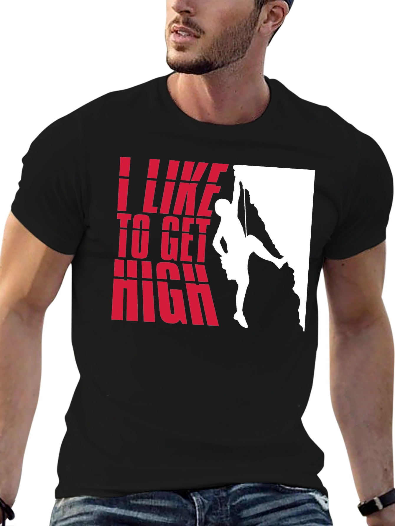 I Like to Get High Rock Climbing T-Shirt