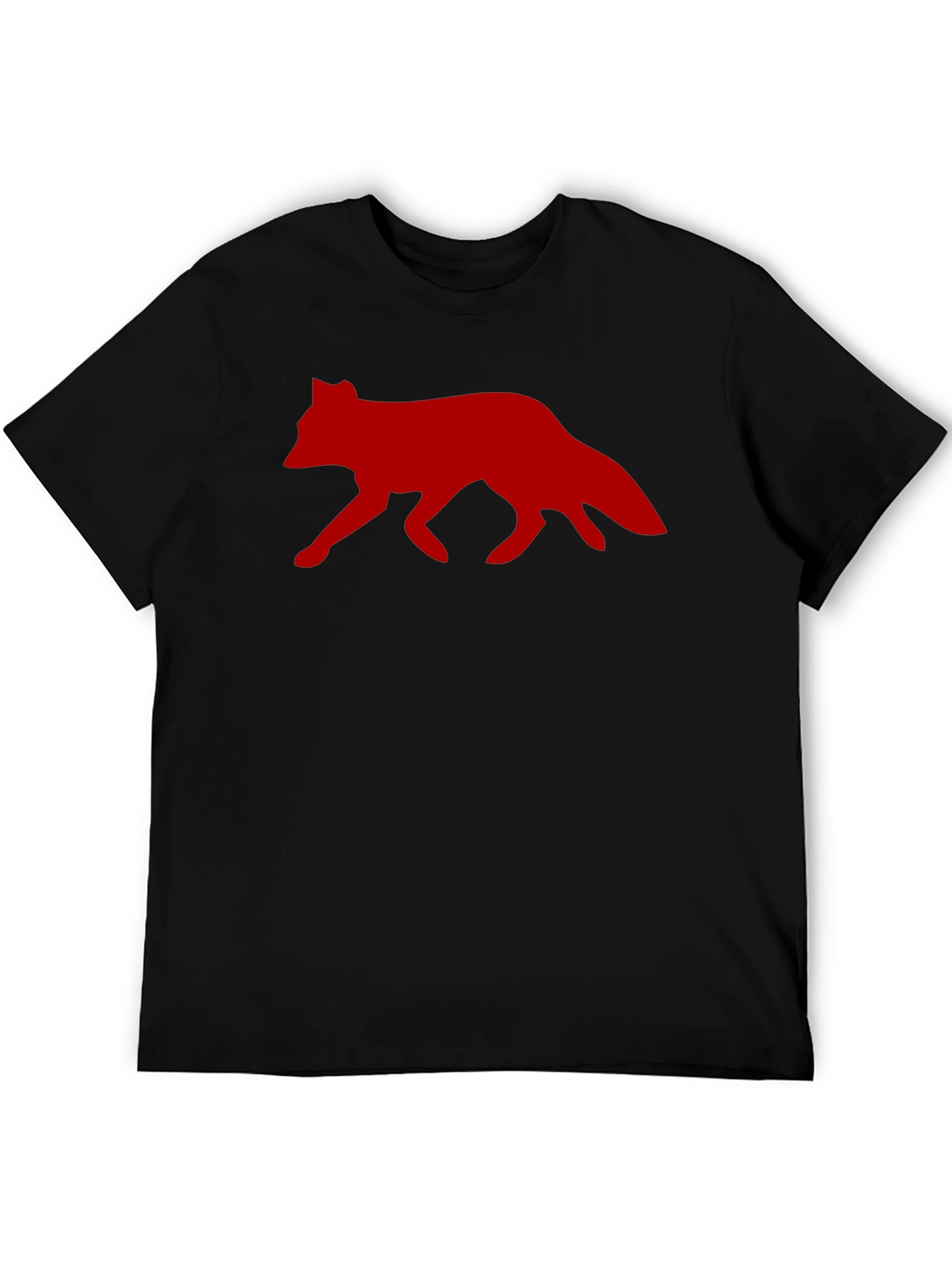 Red Fox Graphic Print Black T-Shirt
