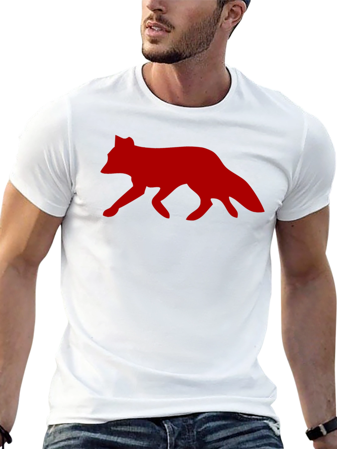 Red Fox Graphic Print Black T-Shirt