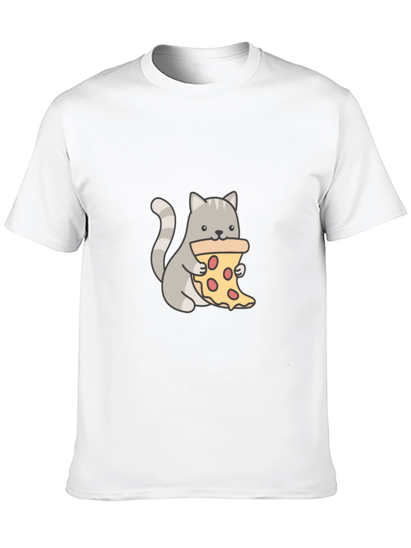 Cat Eating Pizza Graphic T-Shirt