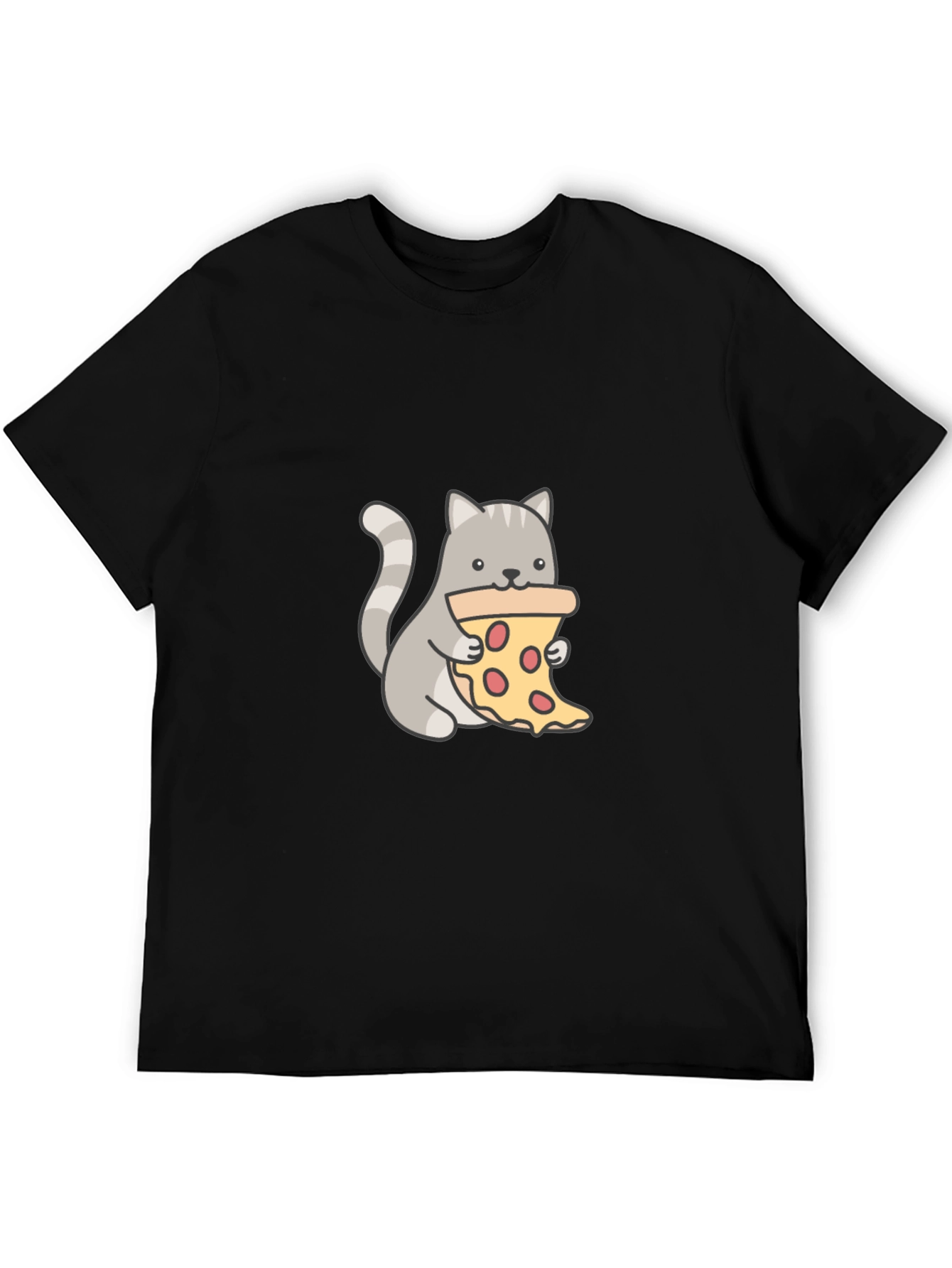 Cat Eating Pizza Graphic T-Shirt