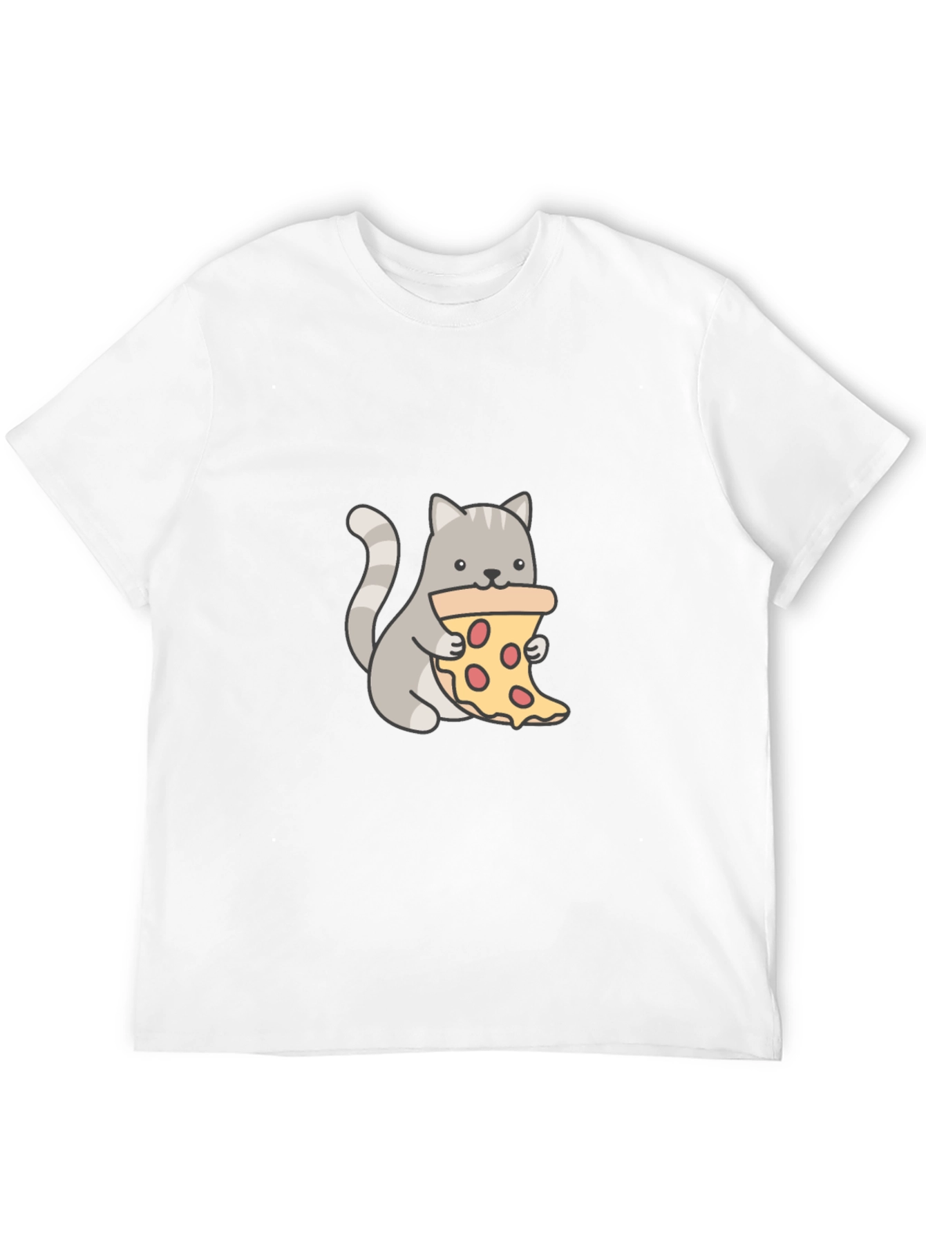 Cat Eating Pizza Graphic T-Shirt