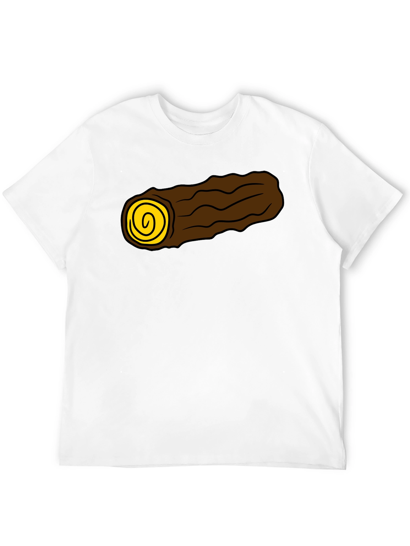 Cartoon Log Graphic Tee - Soft Black Cotton