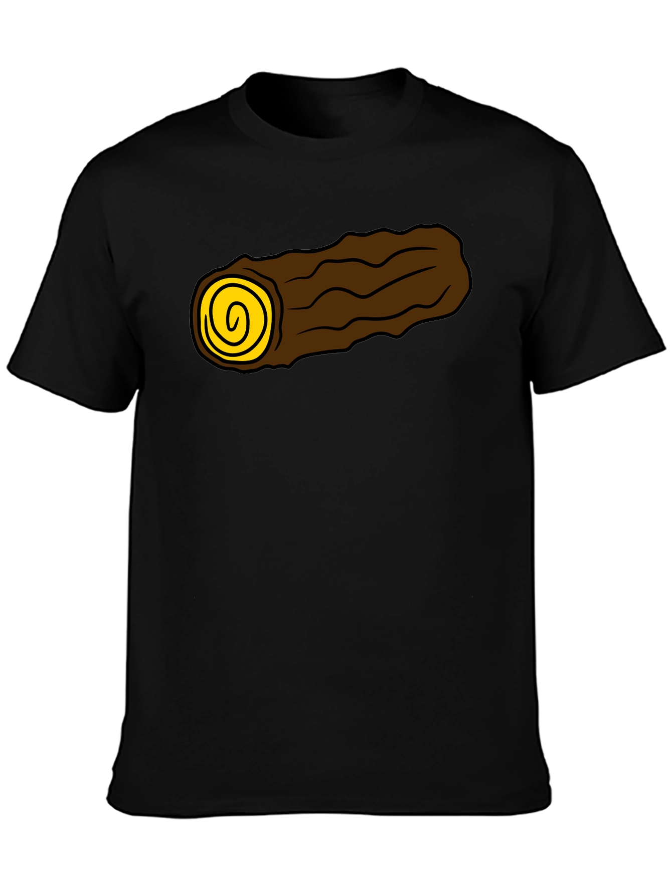 Cartoon Log Graphic Tee - Soft Black Cotton