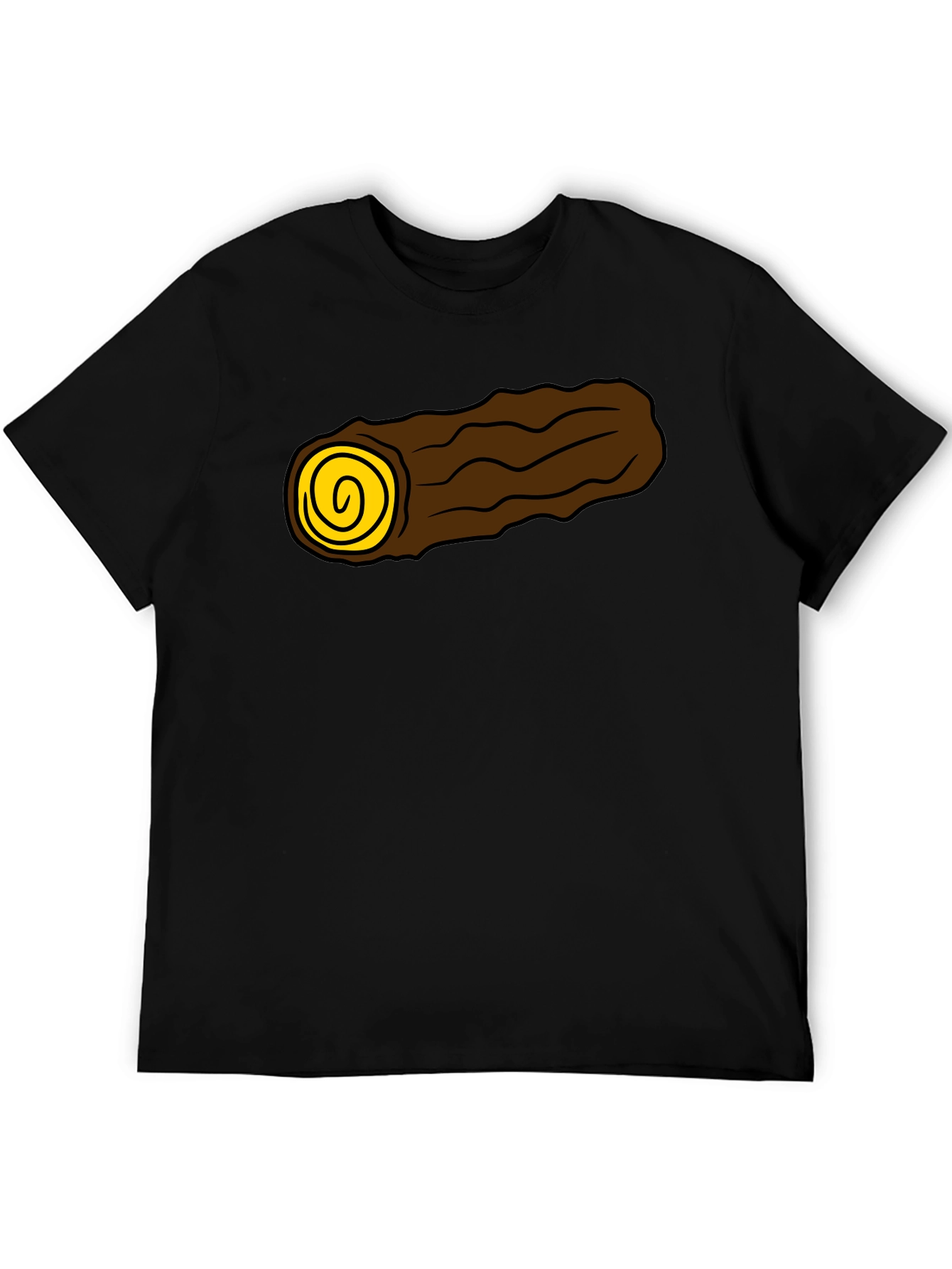 Cartoon Log Graphic Tee - Soft Black Cotton