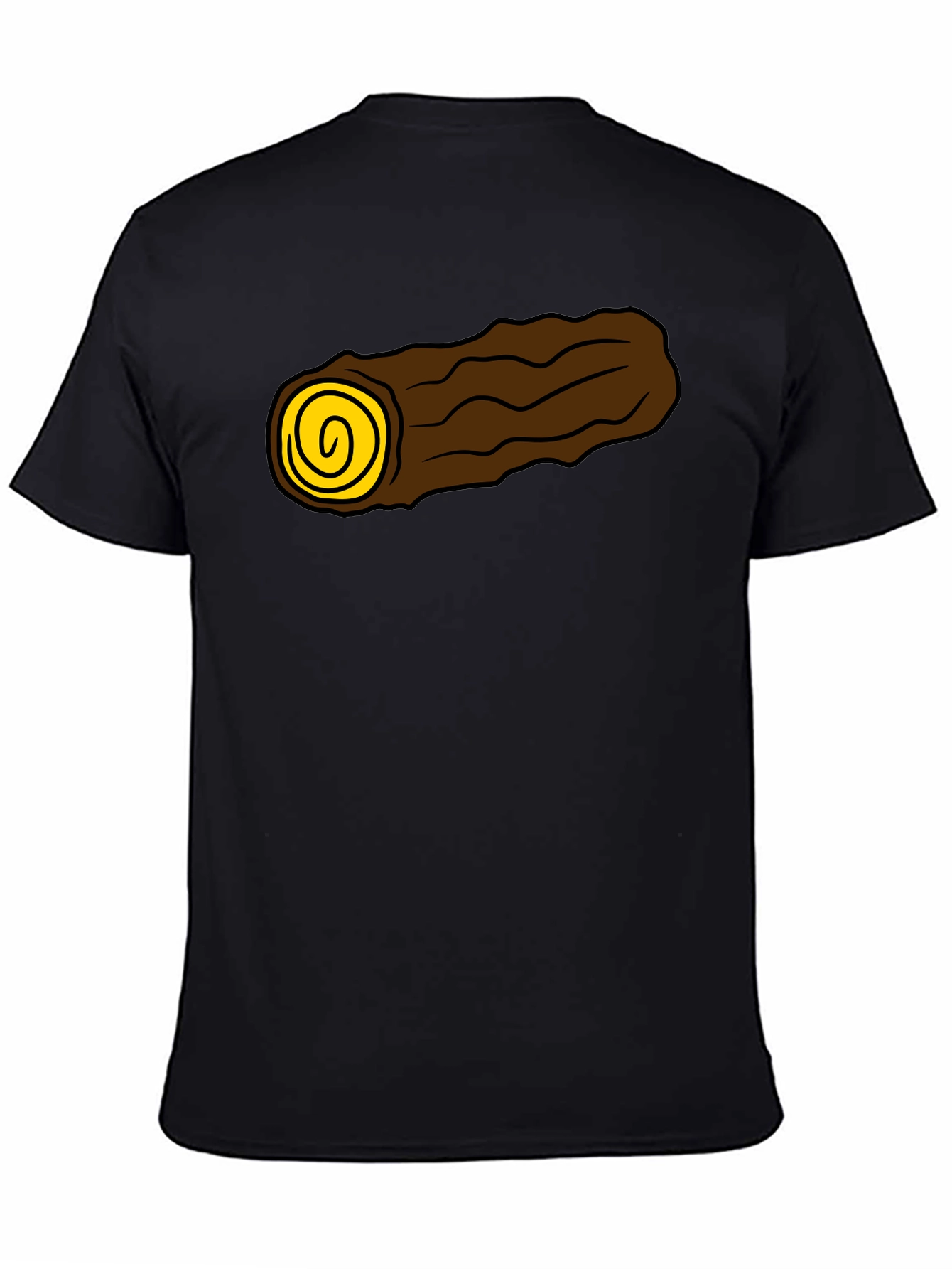 Cartoon Log Graphic Tee - Soft Black Cotton
