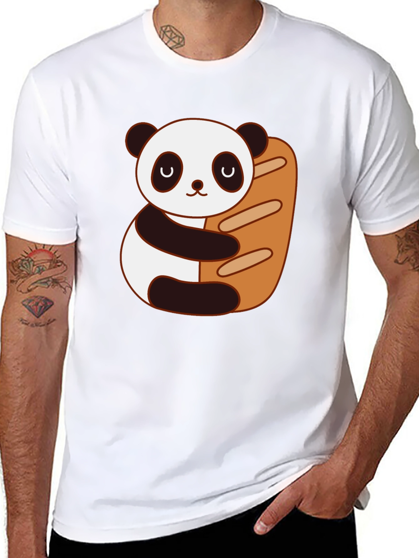Panda Hugging Bread T-Shirt - Cute Graphic Tee