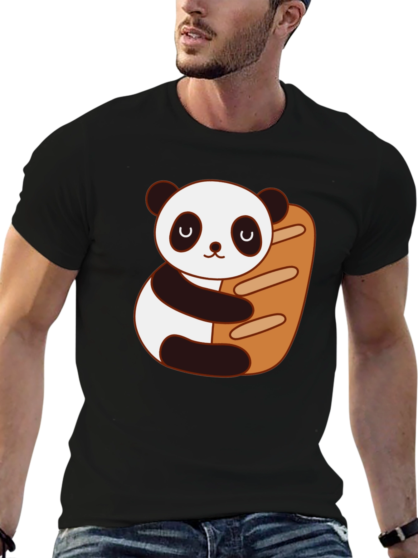 Panda Hugging Bread T-Shirt - Cute Graphic Tee