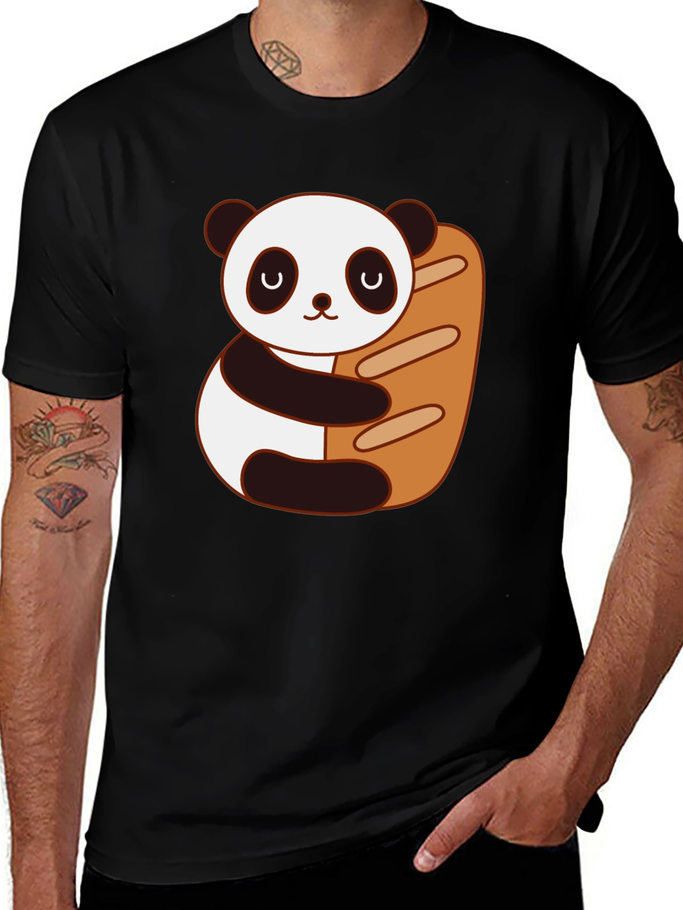 Panda Hugging Bread T-Shirt - Cute Graphic Tee