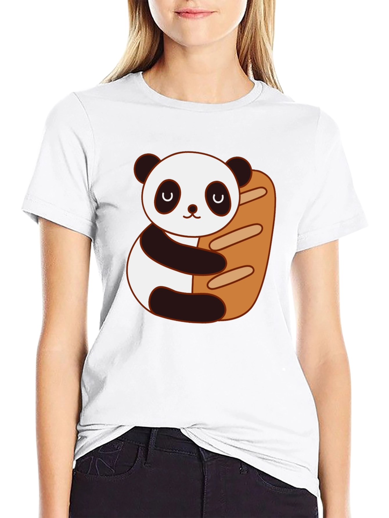 Panda Hugging Bread T-Shirt - Cute Graphic Tee