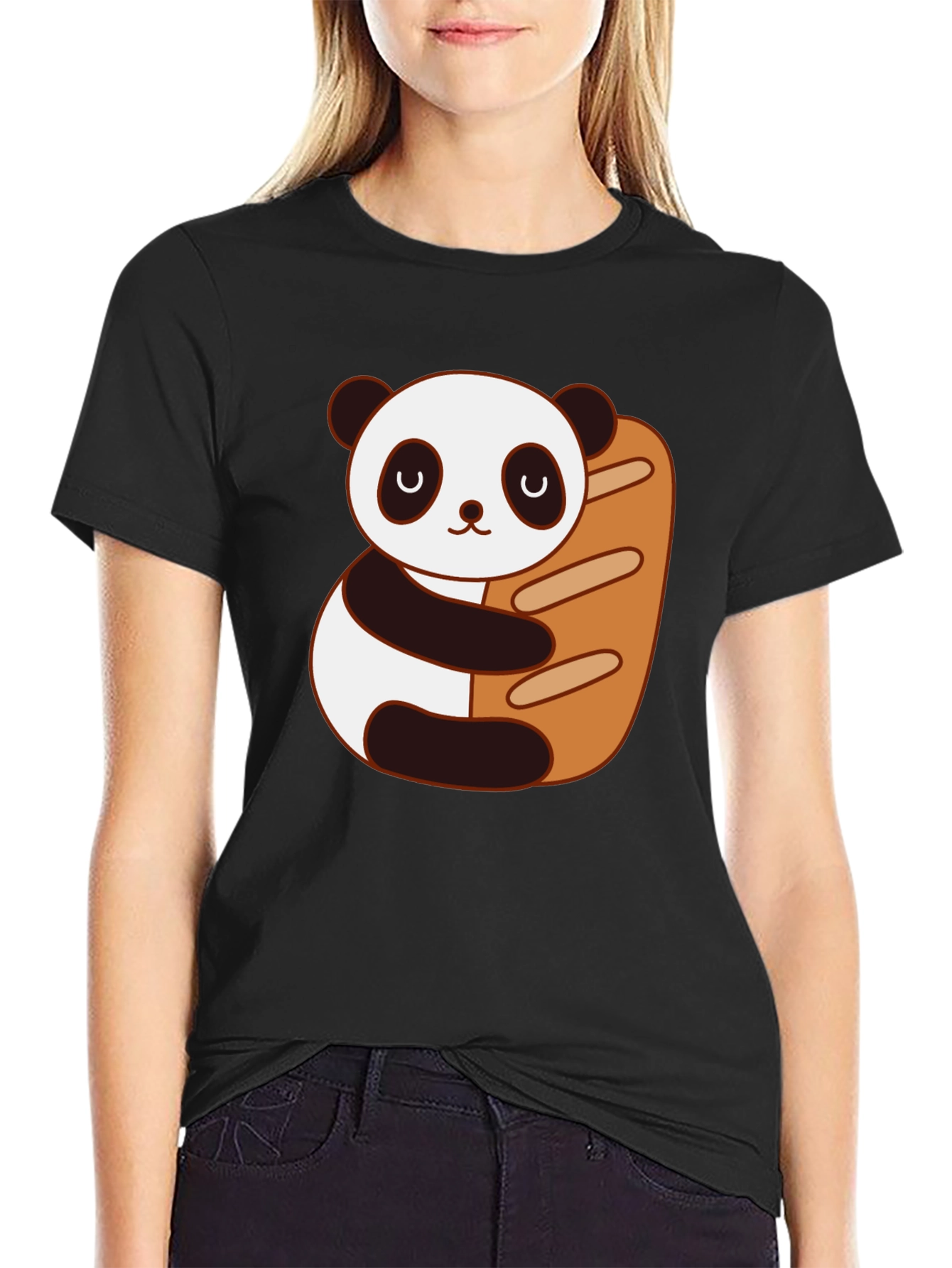 Panda Hugging Bread T-Shirt - Cute Graphic Tee